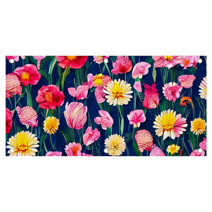 Botanical Flowers Pattern Banner and Sign 4  x 2 