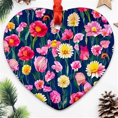 Botanical Flowers Pattern Ornament (heart) by GardenOfOphir