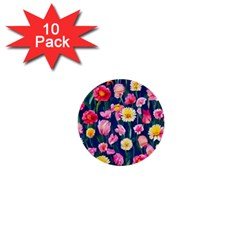 Botanical Flowers Pattern 1  Mini Buttons (10 Pack)  by GardenOfOphir