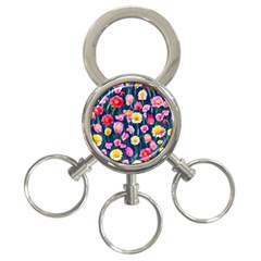 Botanical Flowers Pattern 3-ring Key Chain by GardenOfOphir