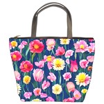 Botanical Flowers Pattern Bucket Bag Front