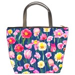 Botanical Flowers Pattern Bucket Bag Back