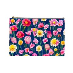 Botanical Flowers Pattern Cosmetic Bag (large) by GardenOfOphir