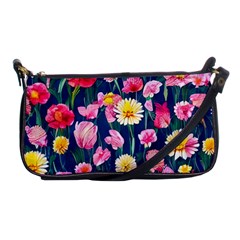 Botanical Flowers Pattern Shoulder Clutch Bag by GardenOfOphir