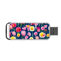 Botanical Flowers Pattern Portable Usb Flash (one Side) by GardenOfOphir