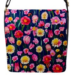 Botanical Flowers Pattern Flap Closure Messenger Bag (s) by GardenOfOphir