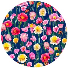 Botanical Flowers Pattern Wooden Puzzle Round by GardenOfOphir