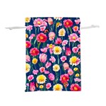 Botanical Flowers Pattern Lightweight Drawstring Pouch (M) Front