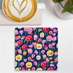 Botanical Flowers Pattern Uv Print Square Tile Coaster  by GardenOfOphir