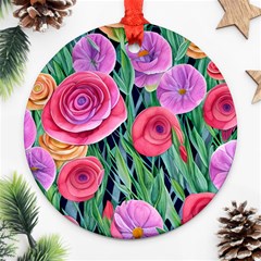 Boho Retropical Flowers Ornament (round) by GardenOfOphir