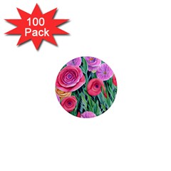 Boho Retropical Flowers 1  Mini Magnets (100 Pack)  by GardenOfOphir