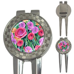 Boho Retropical Flowers 3-in-1 Golf Divots by GardenOfOphir