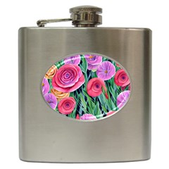 Boho Retropical Flowers Hip Flask (6 Oz) by GardenOfOphir