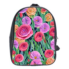 Boho Retropical Flowers School Bag (large) by GardenOfOphir