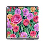 Boho Retropical Flowers Memory Card Reader (Square 5 Slot) Front