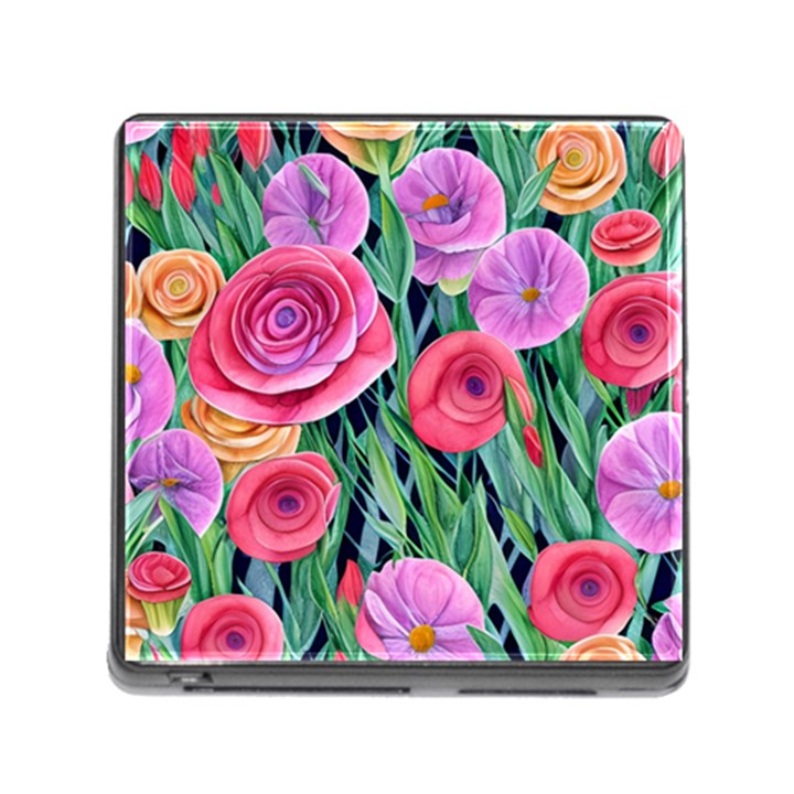 Boho Retropical Flowers Memory Card Reader (Square 5 Slot)