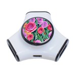 Boho Retropical Flowers 3-Port USB Hub Front