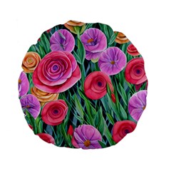 Boho Retropical Flowers Standard 15  Premium Flano Round Cushions by GardenOfOphir