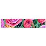 Boho Retropical Flowers Small Premium Plush Fleece Scarf Front