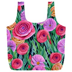 Boho Retropical Flowers Full Print Recycle Bag (xxl) by GardenOfOphir