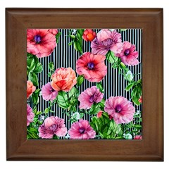 Vintage Botanic Flowers In A Watercolor Framed Tile by GardenOfOphir