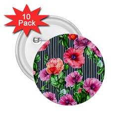 Vintage Botanic Flowers In A Watercolor 2 25  Buttons (10 Pack)  by GardenOfOphir