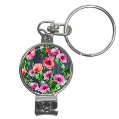 Vintage Botanic Flowers In A Watercolor Nail Clippers Key Chain