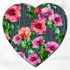 Vintage Botanic Flowers In A Watercolor Jigsaw Puzzle (heart) by GardenOfOphir