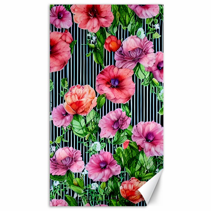 Vintage Botanic Flowers In A Watercolor Canvas 40  x 72 