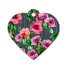 Vintage Botanic Flowers In A Watercolor Dog Tag Heart (two Sides) by GardenOfOphir