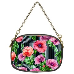 Vintage Botanic Flowers In A Watercolor Chain Purse (one Side) by GardenOfOphir