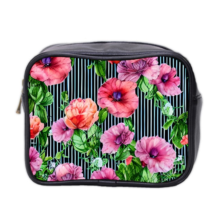 Vintage Botanic Flowers In A Watercolor Mini Toiletries Bag (Two Sides)