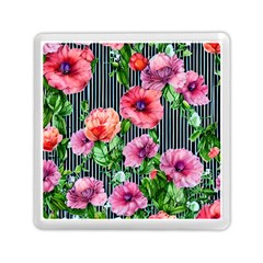 Vintage Botanic Flowers In A Watercolor Memory Card Reader (square) by GardenOfOphir