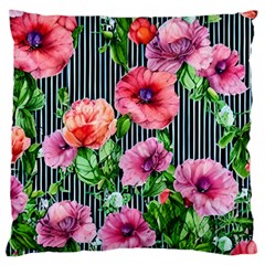 Vintage Botanic Flowers In A Watercolor Large Cushion Case (one Side) by GardenOfOphir