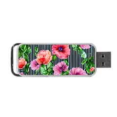 Vintage Botanic Flowers In A Watercolor Portable Usb Flash (two Sides) by GardenOfOphir