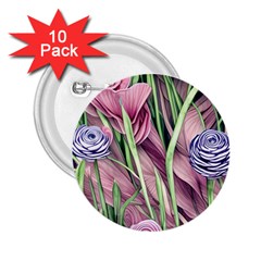 Ottagecore Aesthetics Retro Flowers Pattern 2 25  Buttons (10 Pack)  by GardenOfOphir