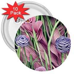 Ottagecore Aesthetics Retro Flowers Pattern 3  Buttons (10 Pack)  by GardenOfOphir