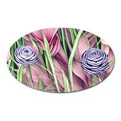 Ottagecore Aesthetics Retro Flowers Pattern Oval Magnet by GardenOfOphir