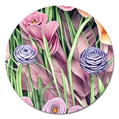 Ottagecore Aesthetics Retro Flowers Pattern Magnet 5  (round) by GardenOfOphir