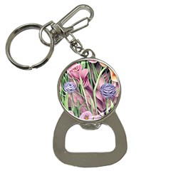 Ottagecore Aesthetics Retro Flowers Pattern Bottle Opener Key Chain by GardenOfOphir