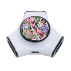 Ottagecore Aesthetics Retro Flowers Pattern 3-port Usb Hub by GardenOfOphir