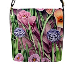 Ottagecore Aesthetics Retro Flowers Pattern Flap Closure Messenger Bag (l) by GardenOfOphir