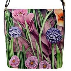 Ottagecore Aesthetics Retro Flowers Pattern Flap Closure Messenger Bag (s) by GardenOfOphir