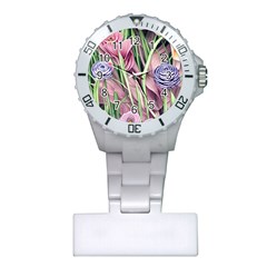 Ottagecore Aesthetics Retro Flowers Pattern Plastic Nurses Watch by GardenOfOphir