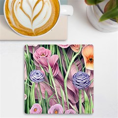 Ottagecore Aesthetics Retro Flowers Pattern Uv Print Square Tile Coaster  by GardenOfOphir