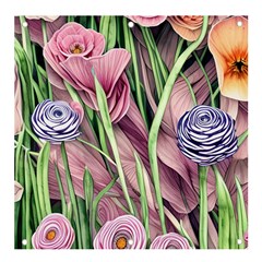 Ottagecore Aesthetics Retro Flowers Pattern Banner And Sign 4  X 4  by GardenOfOphir