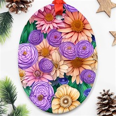 Exotic Tropical Botanical Flowers Pattern Ornament (oval) by GardenOfOphir