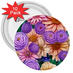 Exotic Tropical Botanical Flowers Pattern 3  Buttons (10 Pack)  by GardenOfOphir