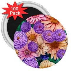 Exotic Tropical Botanical Flowers Pattern 3  Magnets (100 Pack) by GardenOfOphir