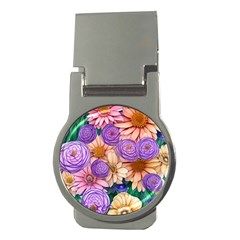 Exotic Tropical Botanical Flowers Pattern Money Clips (round)  by GardenOfOphir